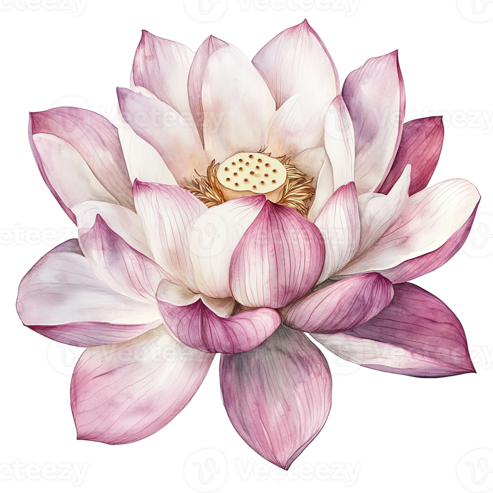 A Delicate Watercolor Painting Of A Blooming Lotus Flower png