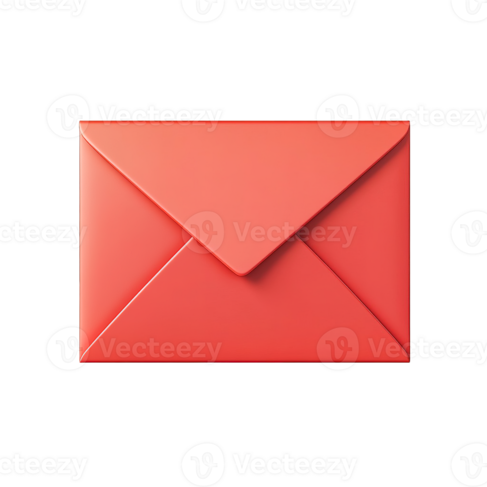 A three dimensional rendering shows a red envelope against black png
