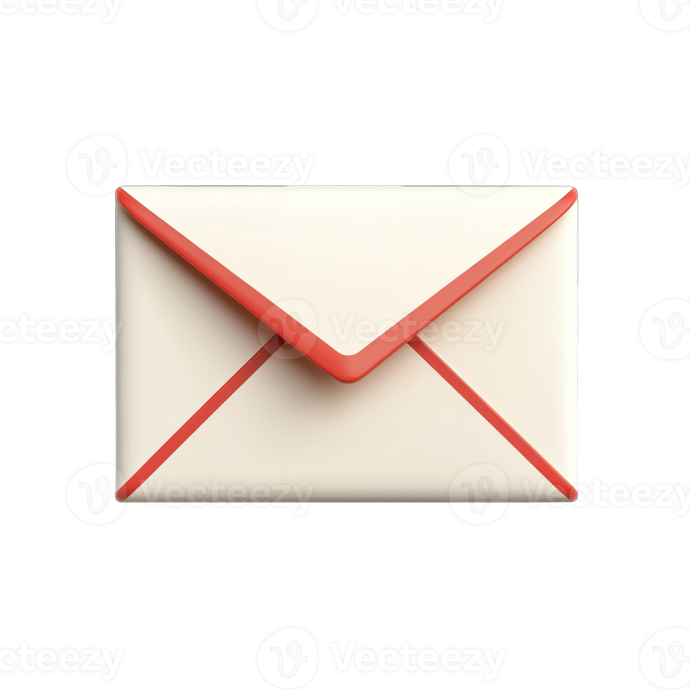 A simple closed envelope with a red border and white face png