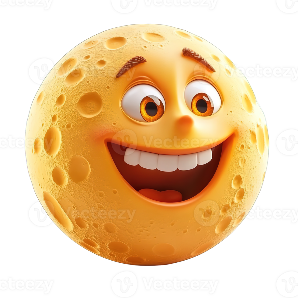 A Smiling Animated Sphere Representing A Cartoon Lunar Figure png