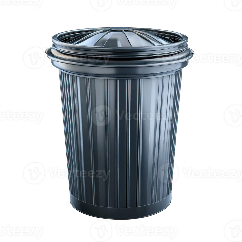 A metallic waste container with a secure and fitted lid png