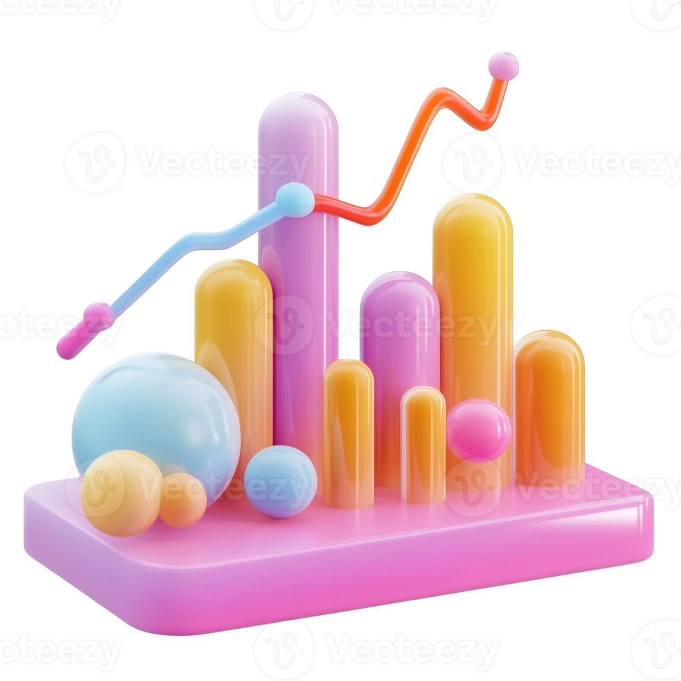 Colorful abstract 3D illustration depicting data analysis and growth png