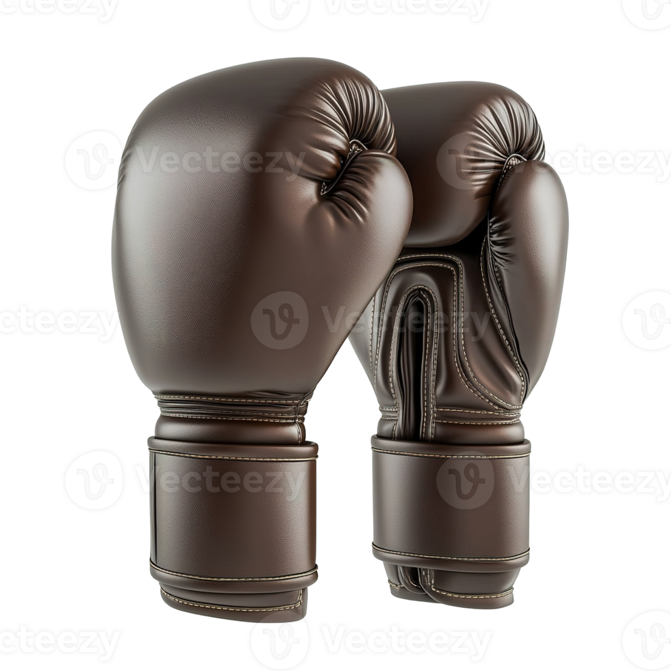 Two brown leather boxing gloves ready for intense combat png