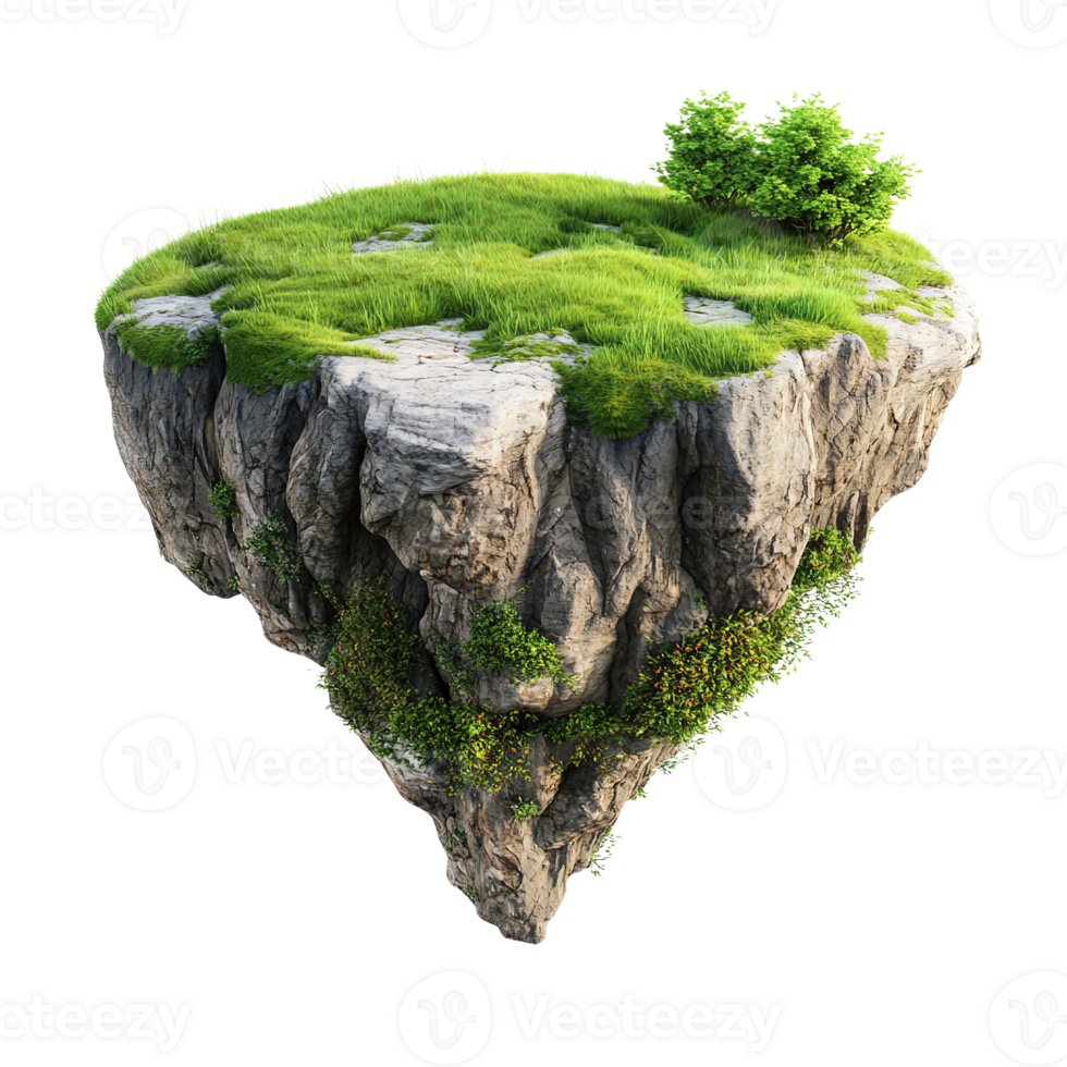 A small floating island with grass and a single tree png