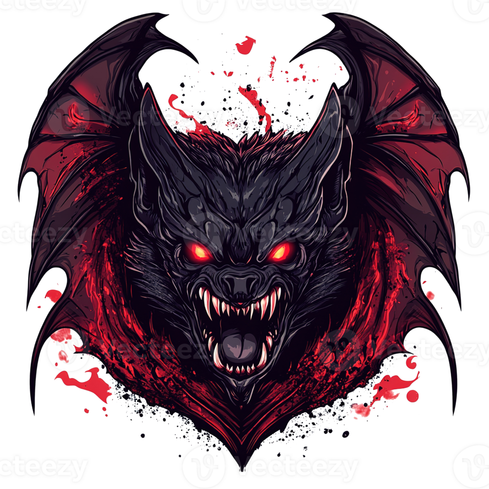A fearsome beast with wings shows a snarling face and glowing eyes png