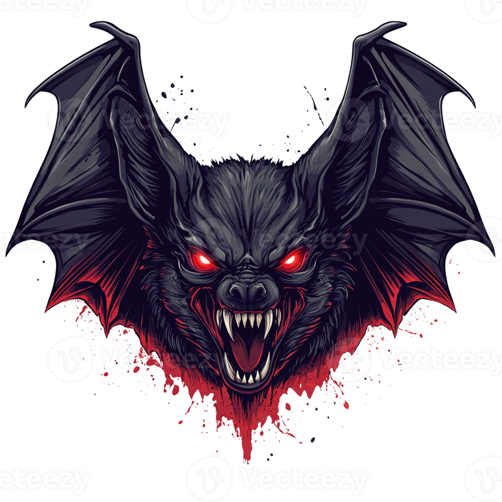 A menacing illustration depicting a creature with sharp teeth and wings png