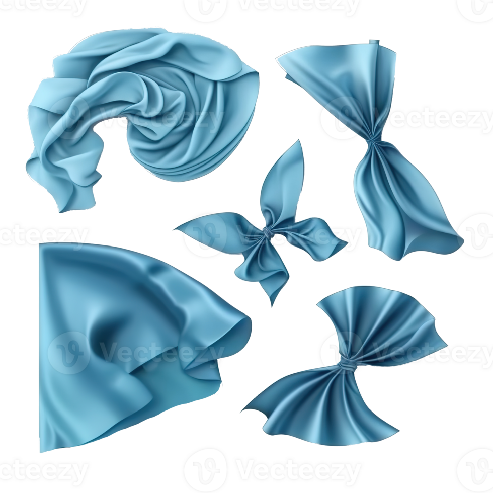 Various draped and folded pieces of blue fabric are shown png