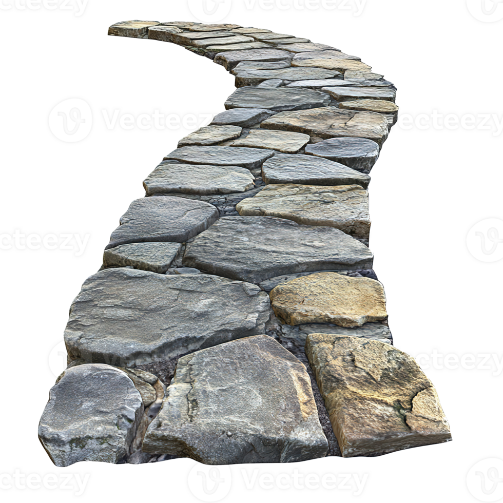 An upward winding stone path made of irregular shaped stones png