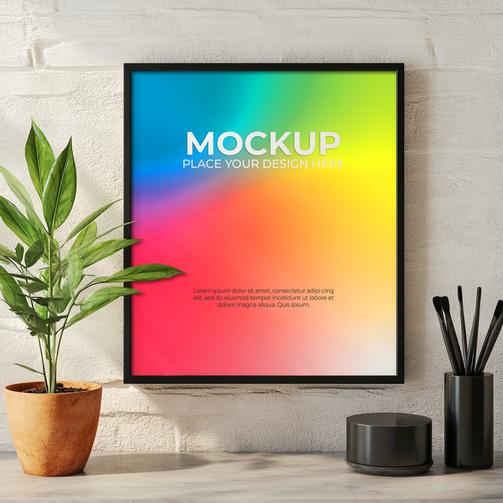Floating Picture Frame Mockup for Art Displays psd