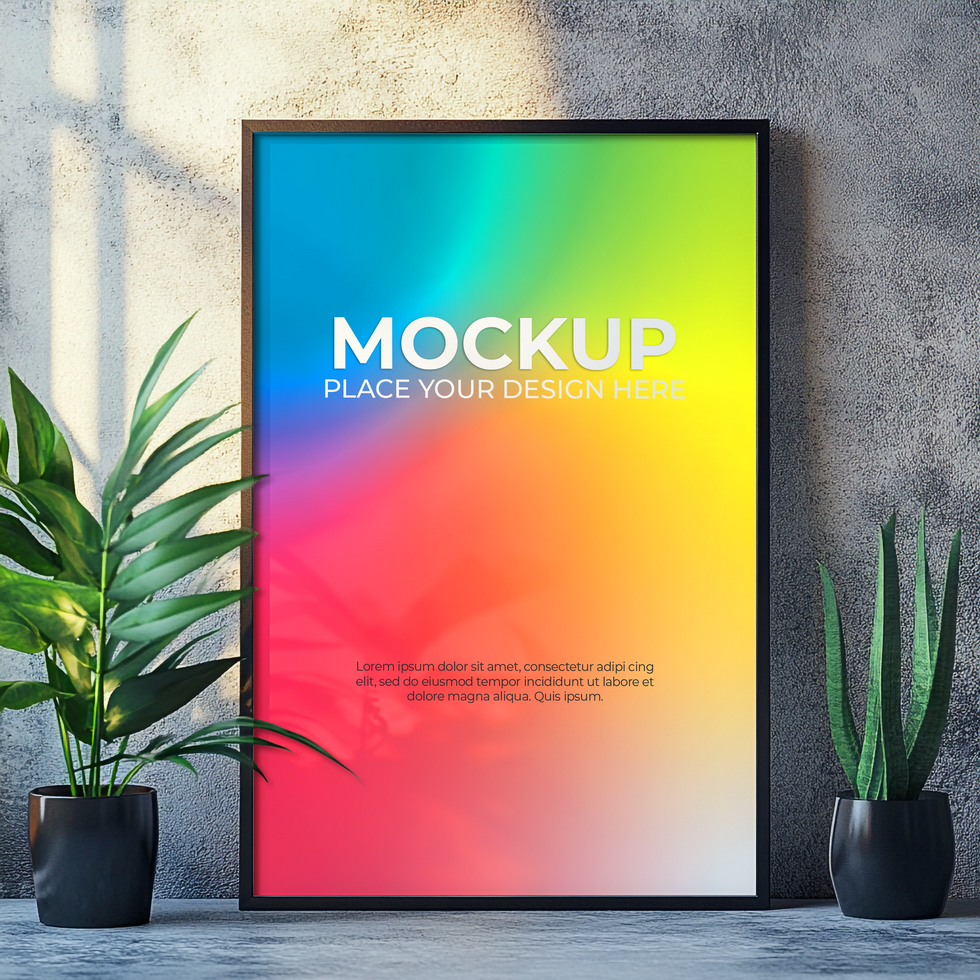 Black Modern Picture Frame Mockup for Digital Art psd