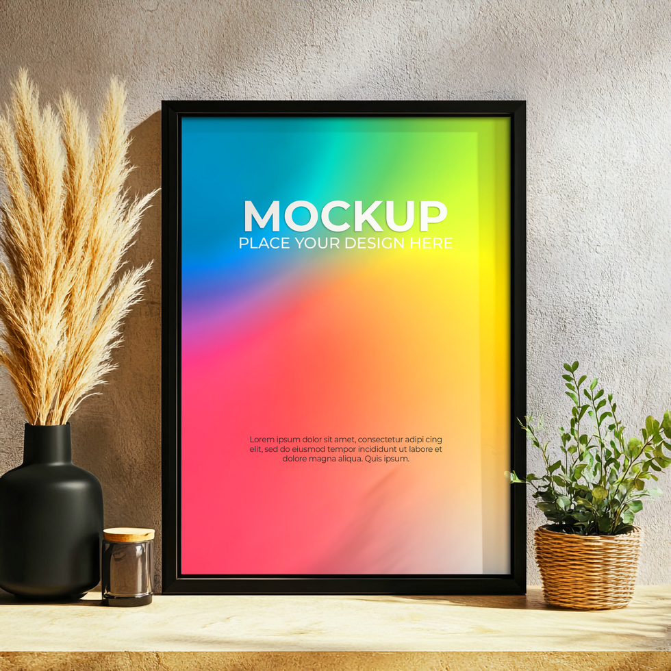 Customizable Wall Hanging Frame for Posters and Prints psd
