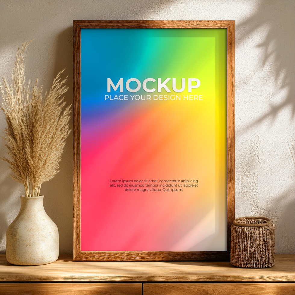 Framed Poster Mockup for Art and Photography Presentation psd