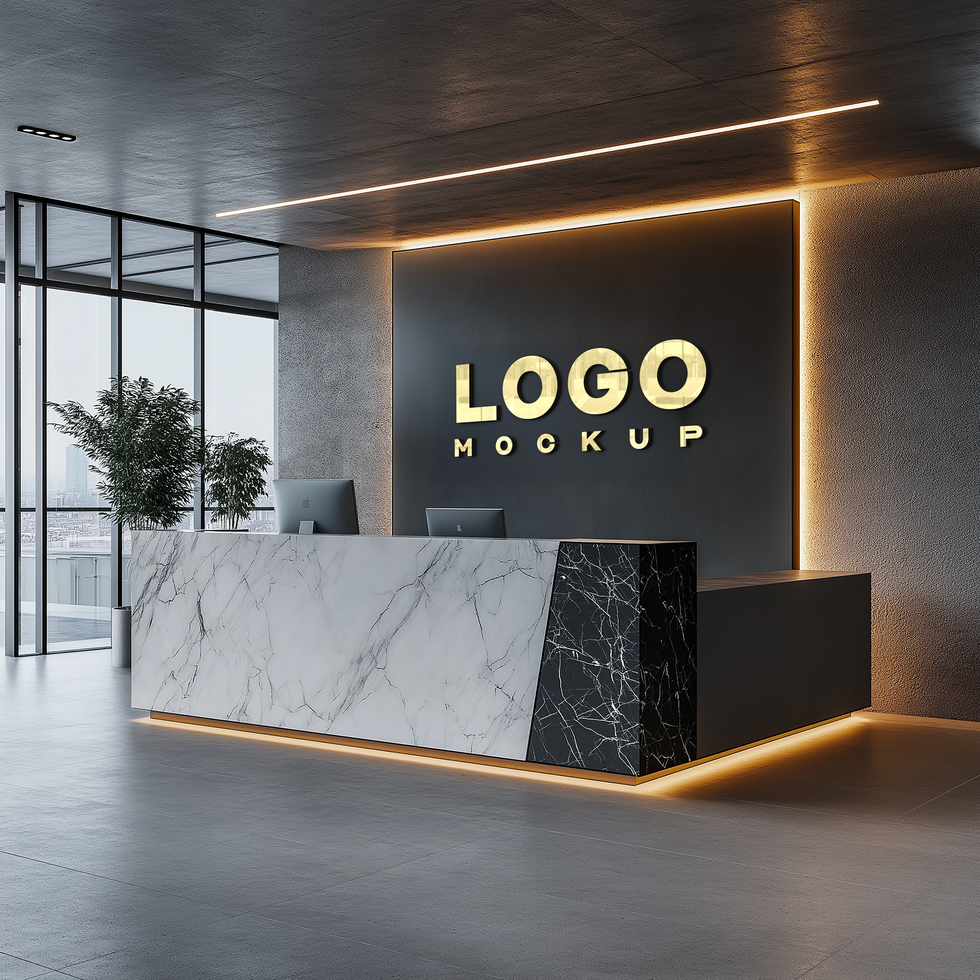 Office Front Desk Mockup psd
