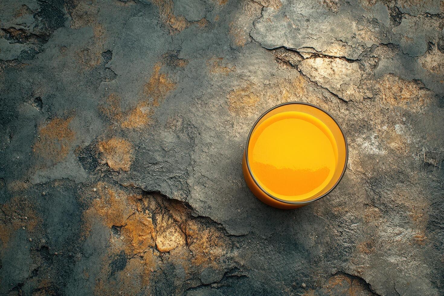 Orange juice in a glass on a cracked surface photo