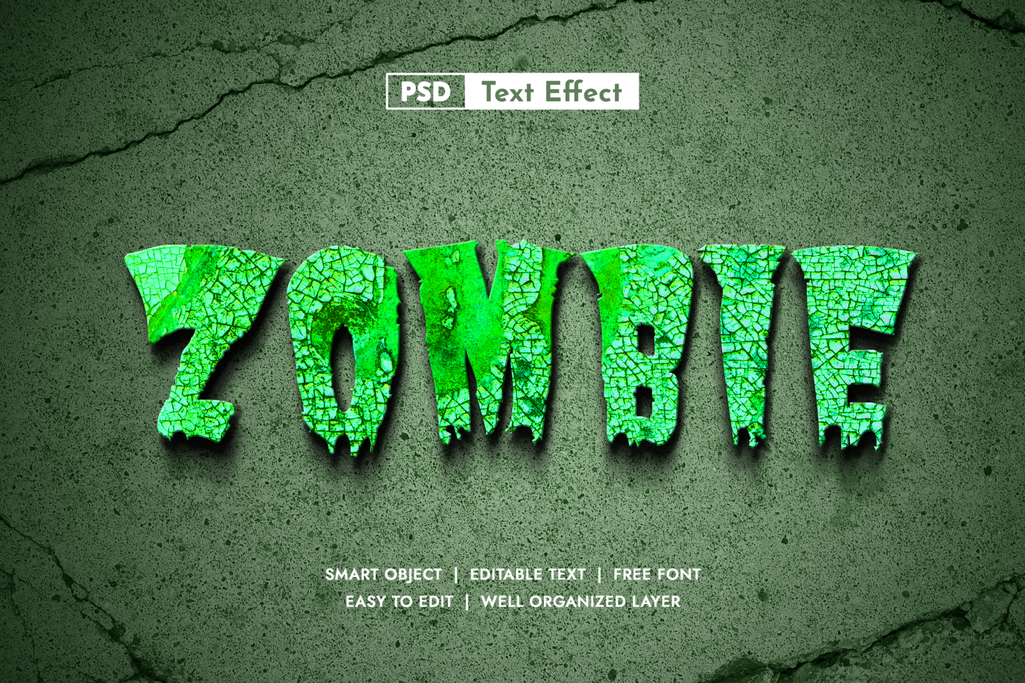 Zombie 3D Editable Text Effect psd