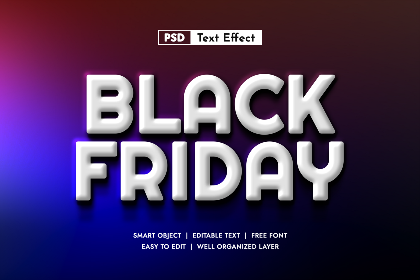 Black Friday 3D Editable Text Effect blue purple background psd