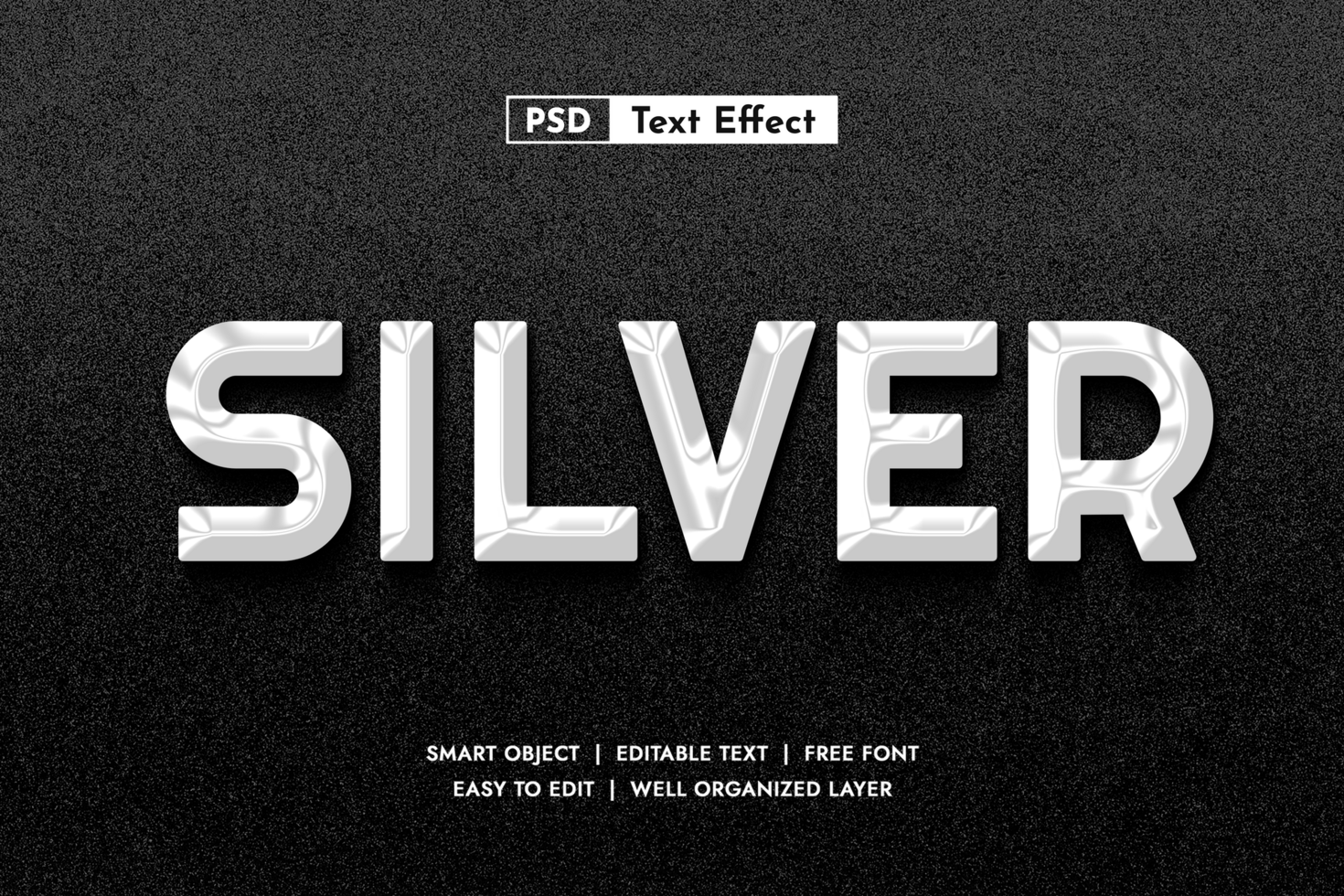 Silver Metalic Editable Text Effect psd