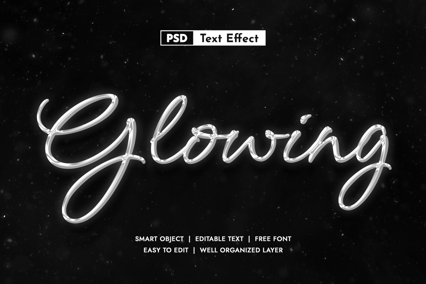 Silver Glowing 3D Editable Text Effect psd