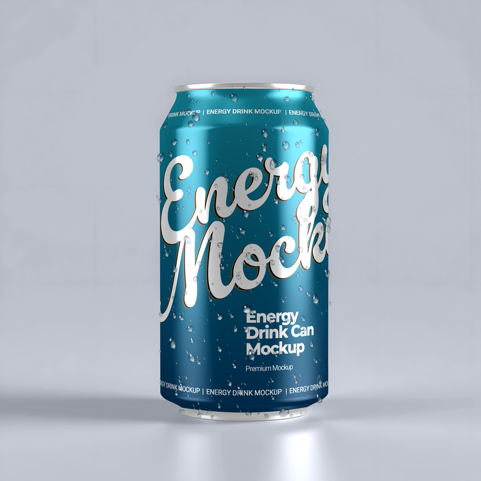 Blue aluminum energy drink can mockup. psd