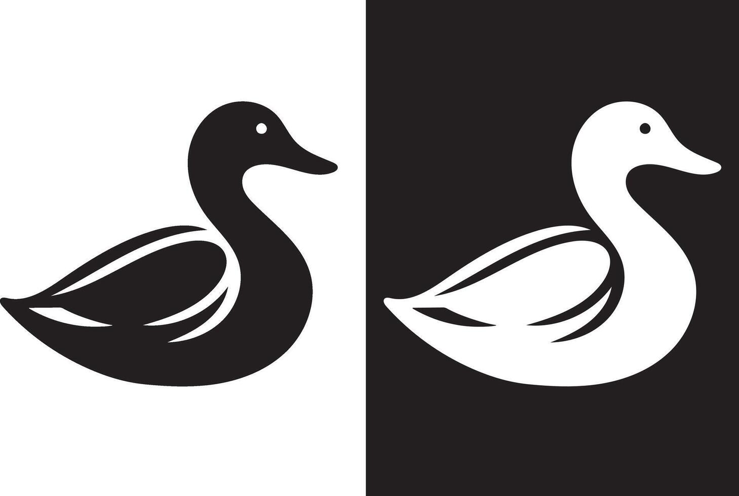 Duck Silhouette Logo on White Background, Bold and Modern Illustration Art vector