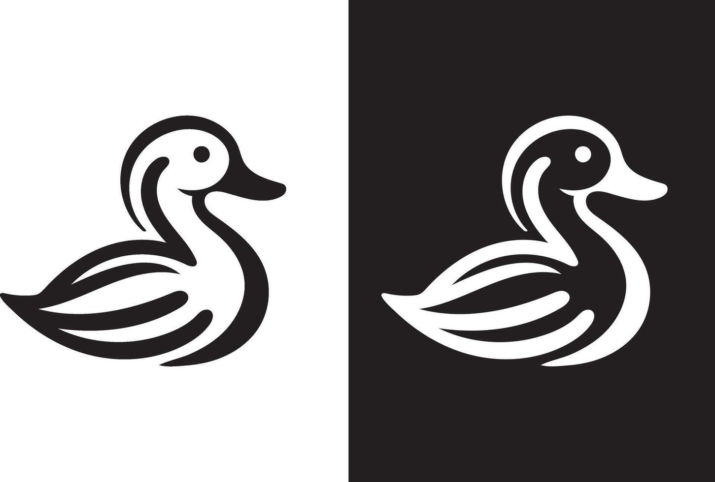 High-Resolution Duck Silhouette Logo, Monochrome Design on White Background vector