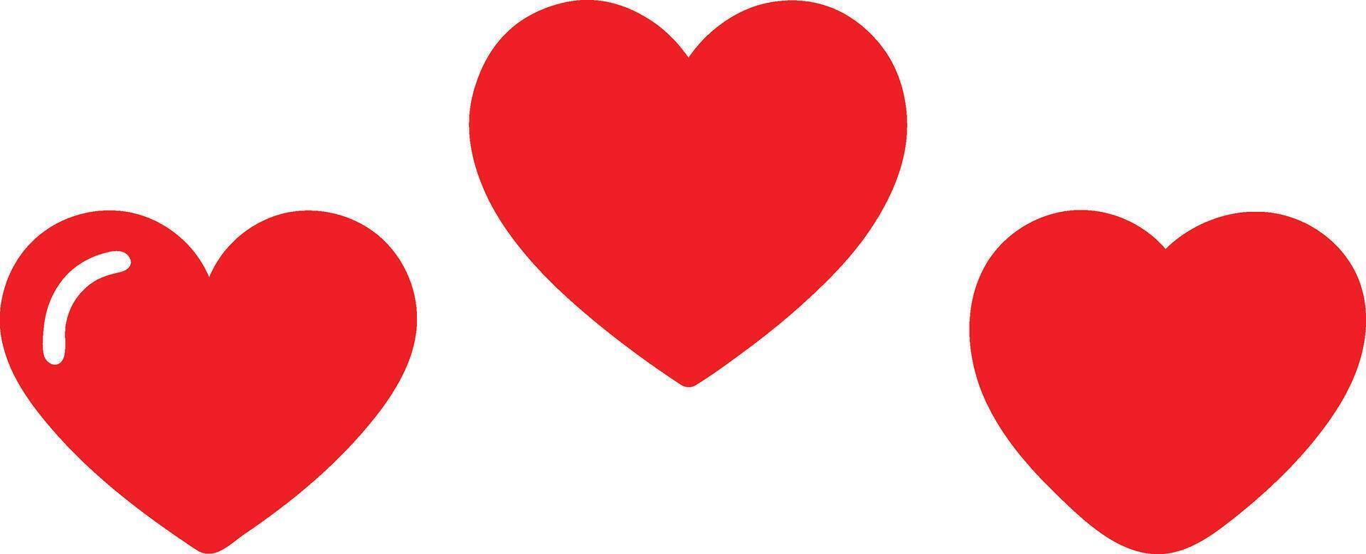 Set of Red Hearts, Romantic and Elegant Heart Illustrations Isolated on White Background vector