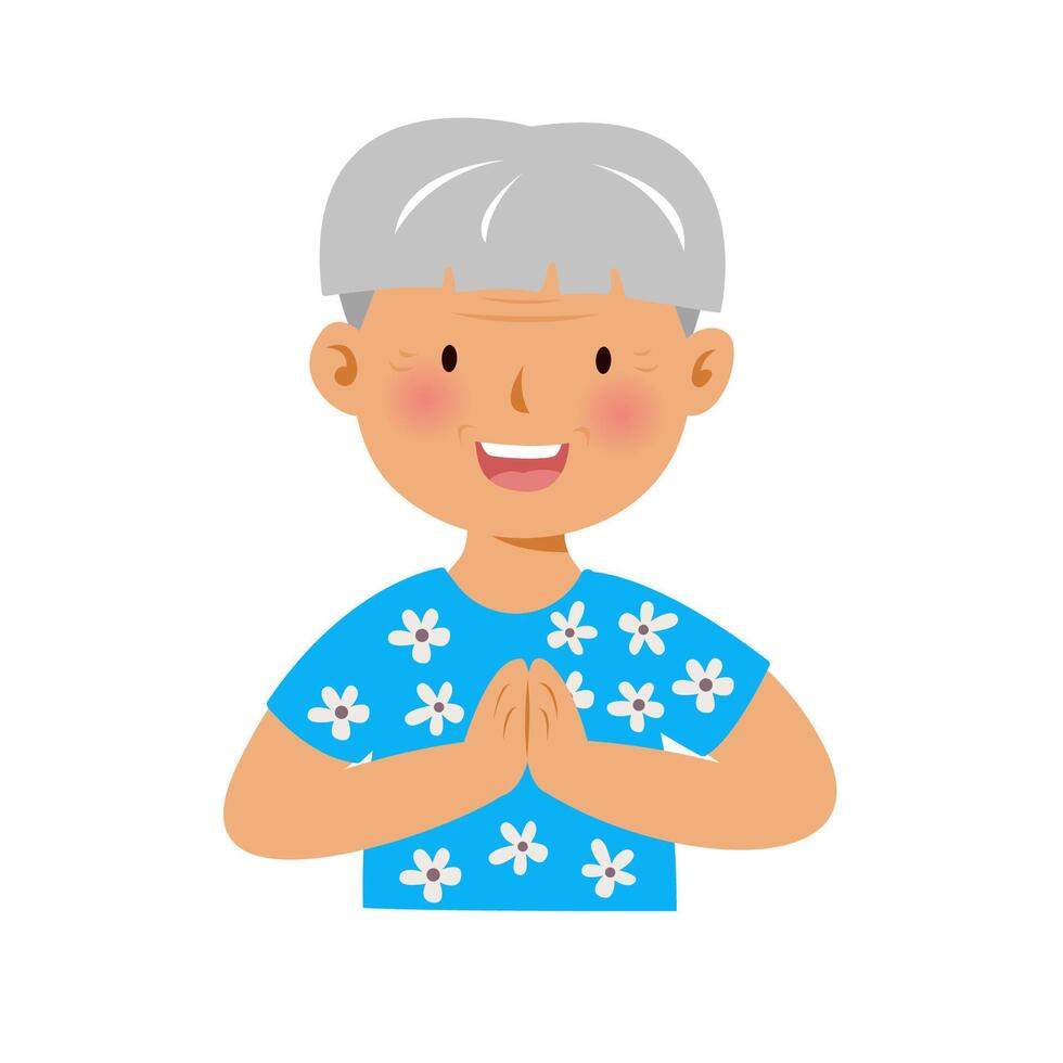 Pay respect elderly person in songkran festival thailand and Elderly people's day concept vector