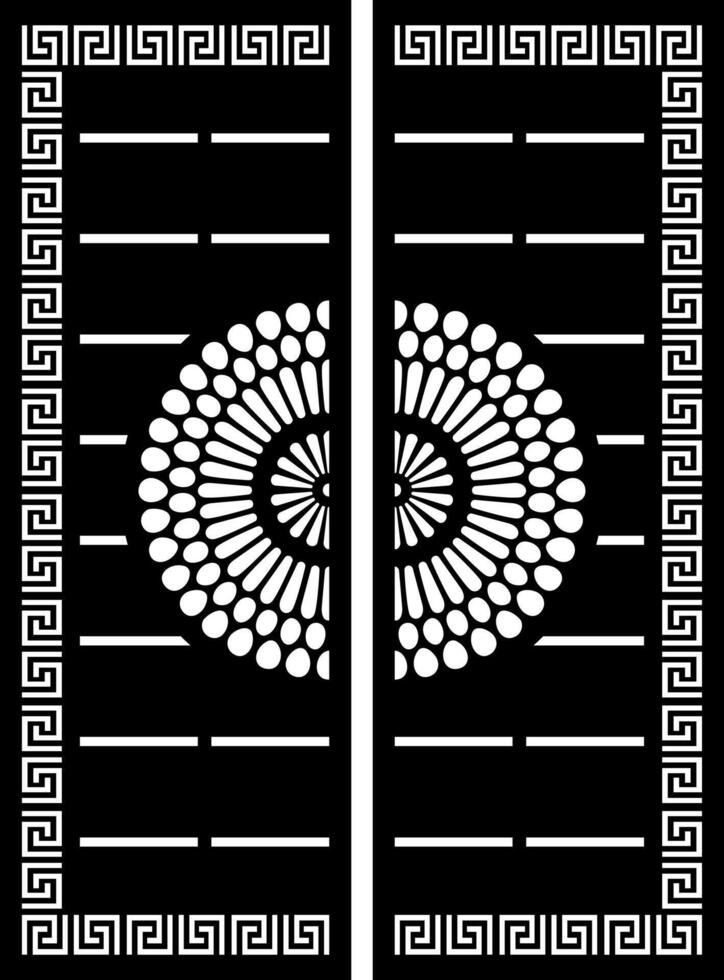 Decorative Black and White Gate Design with Geometric Patterns vector