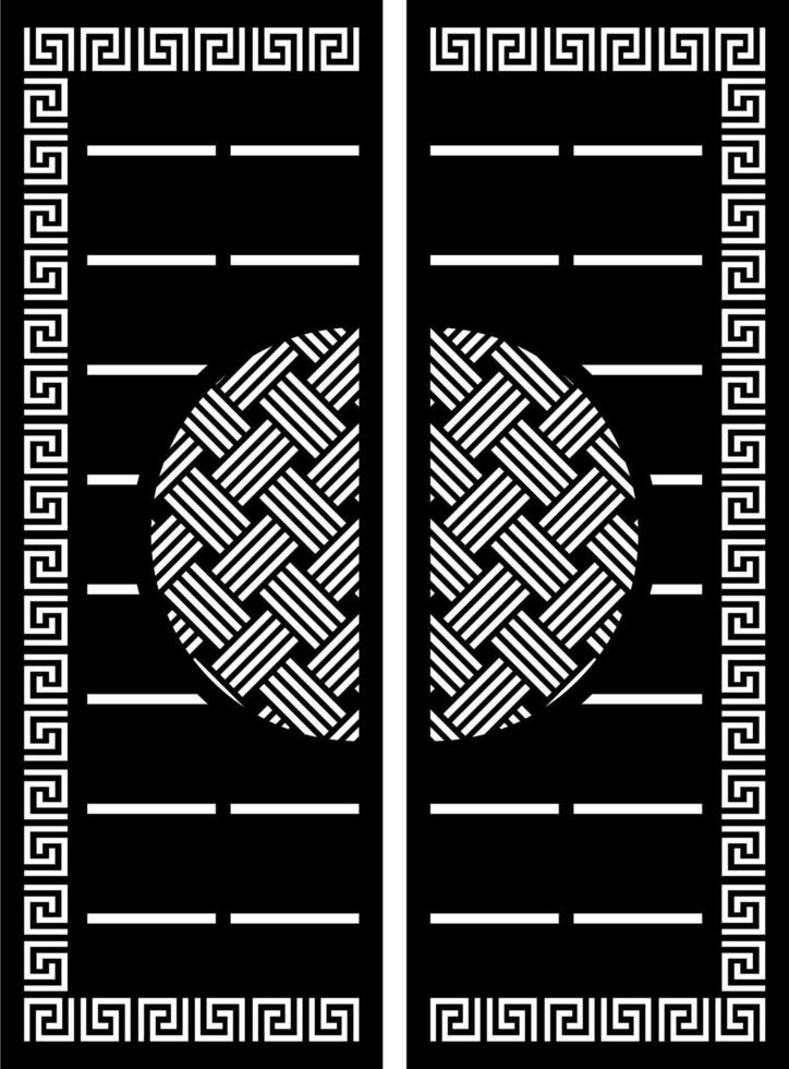 Elegant Black Metal Gate Design with Geometric Pattern vector