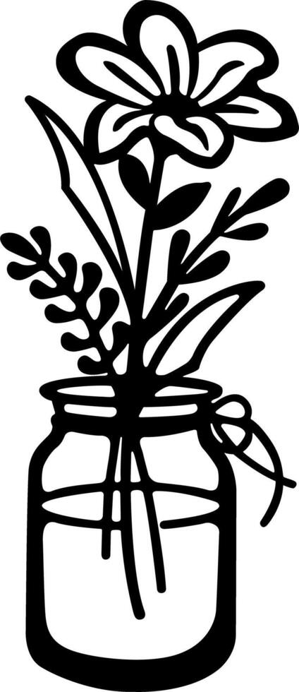 Floral illustration of a flower in a jar vector