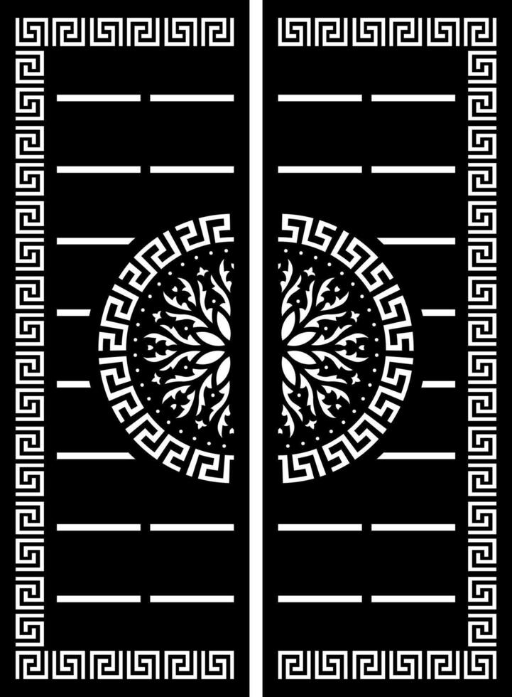 Elegant Laser-Cut Metal Gate with Geometric and Floral Design vector