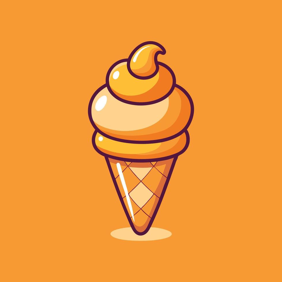 Delicious Orange Ice Cream Cone Illustration. High-Quality Digital Art vector