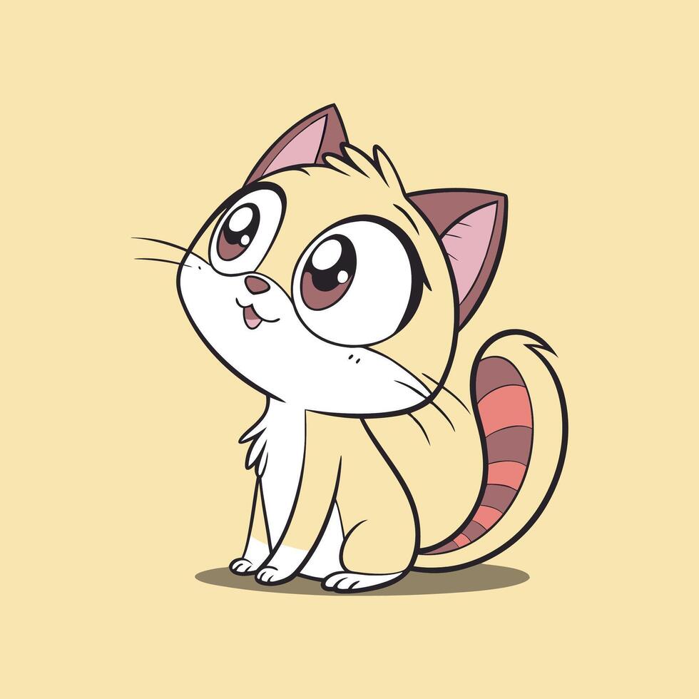 Happy Kitten with Big Eyes . Playful and Sweet Digital Art vector