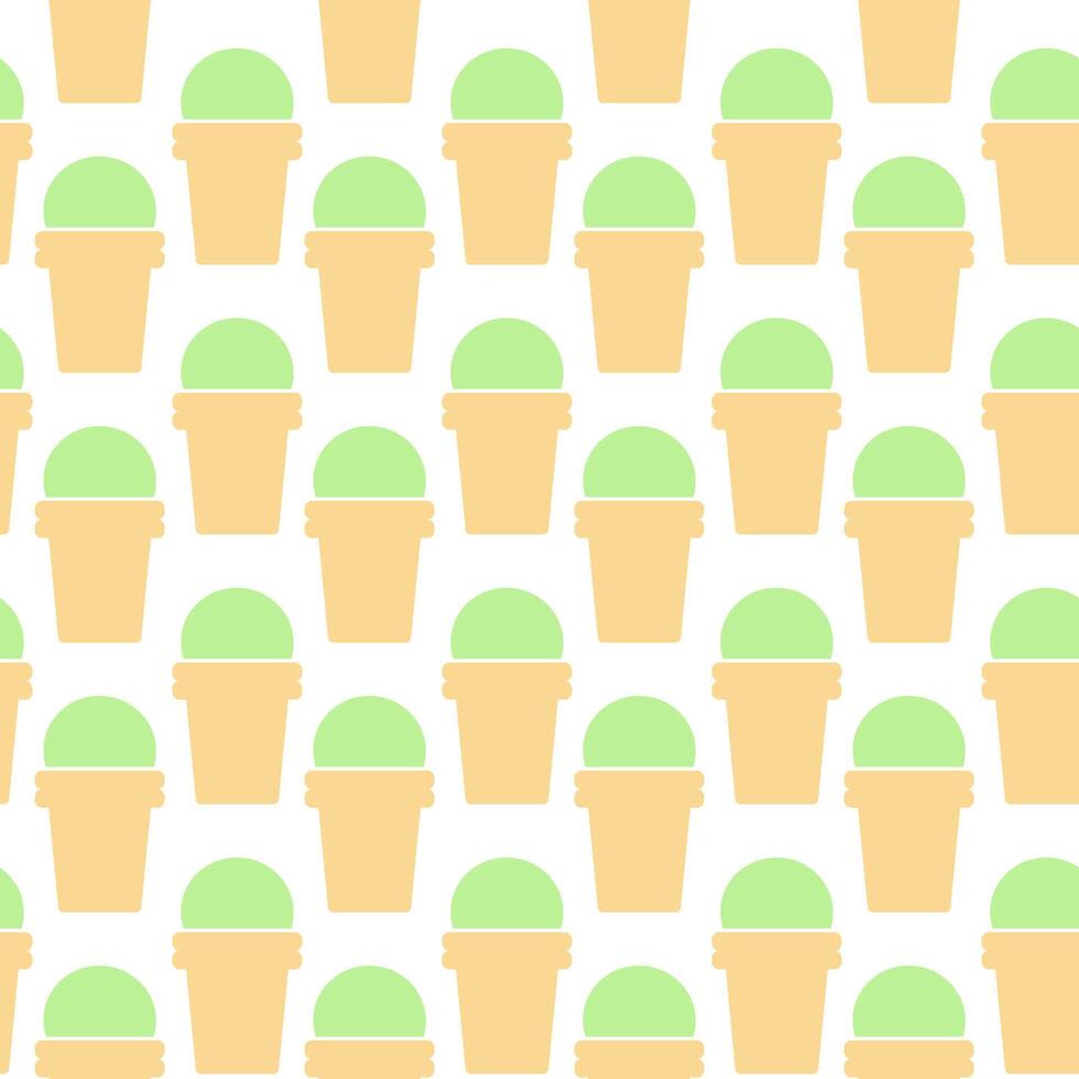 Ice Cream Scoop in waffle cup Seamless Pattern Minimalistic Ice Cream Background Texture concept. Isolated illustration World Ice Cream Day Wallpaper Thematic cards, print materials menu layout vector