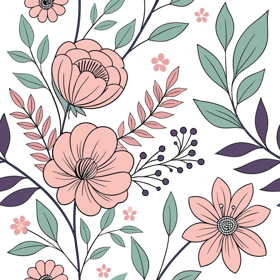A seamless tileable floral pattern vector