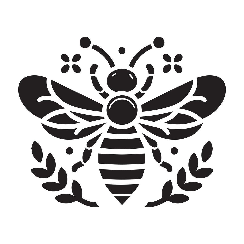 Cute Bee Design with Floral and Star Accents vector
