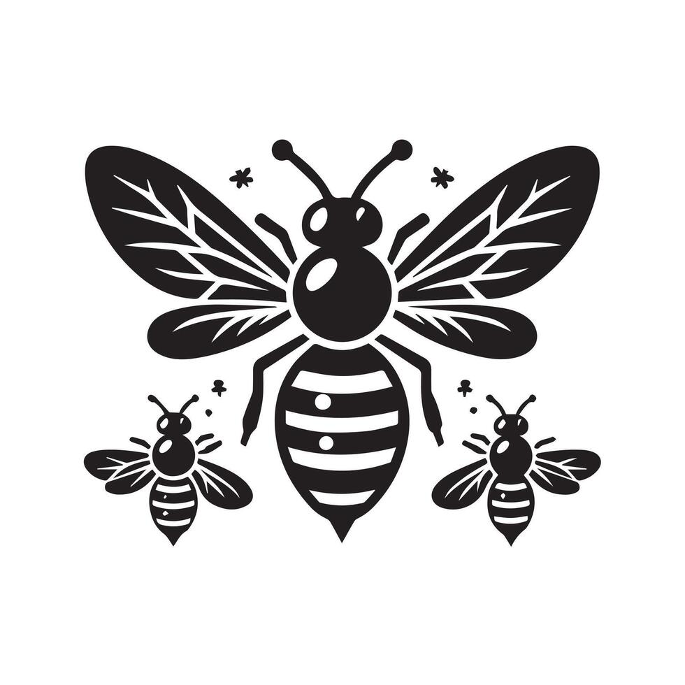 Stylized Bee Silhouette in a Circle vector