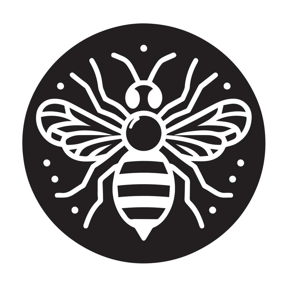 Stylish black and white bee graphic design. vector