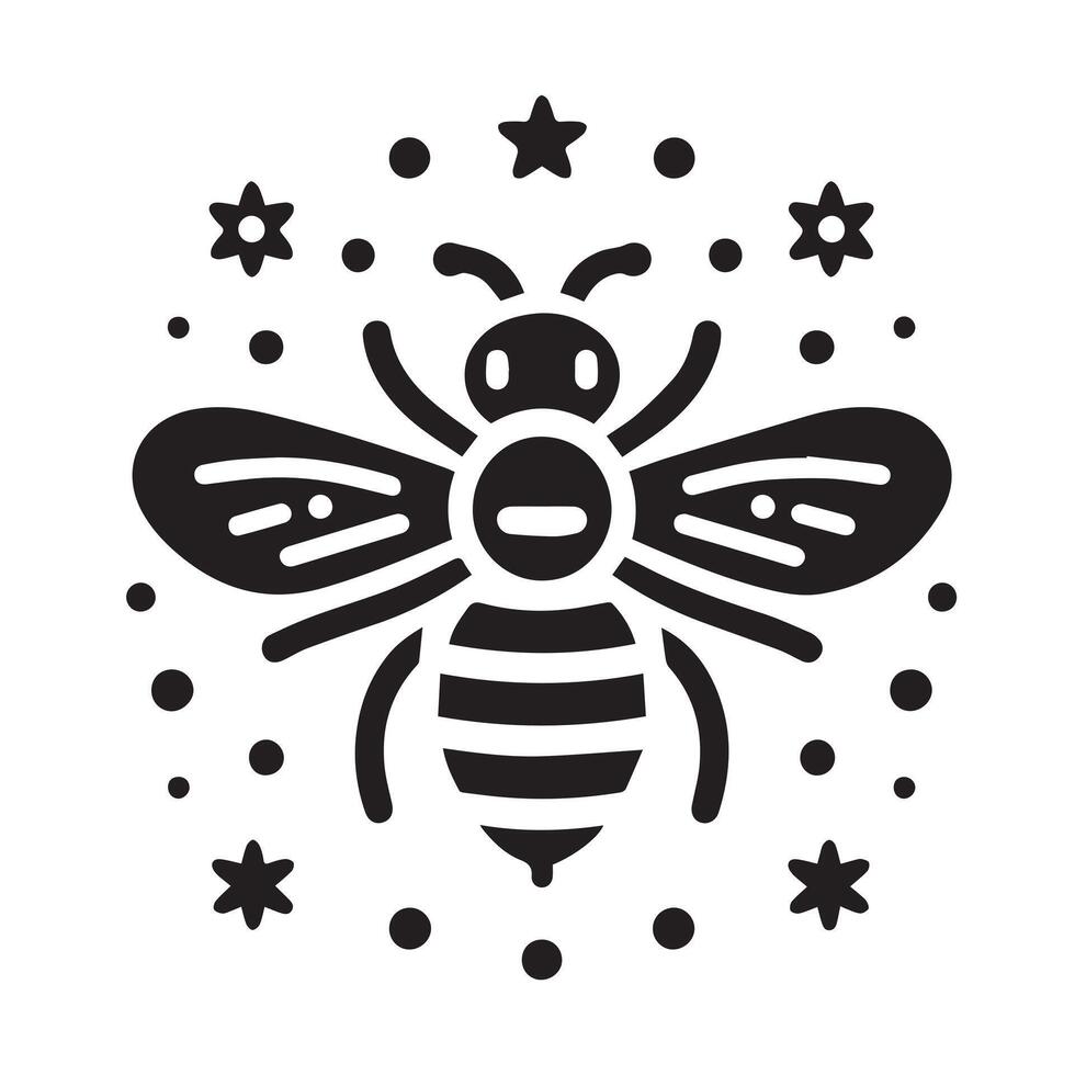 Simple black and white bee graphic design vector