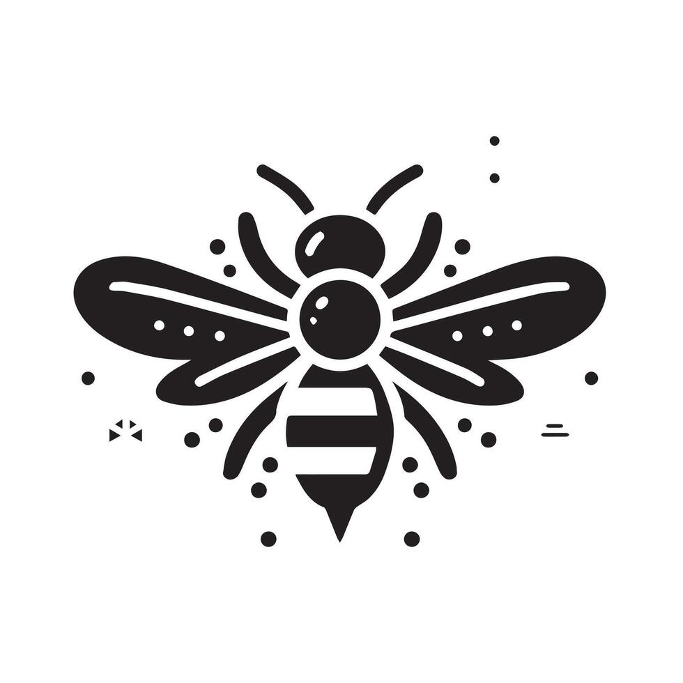 Ornate Black Bee Silhouette, Ideal for Branding or Design vector