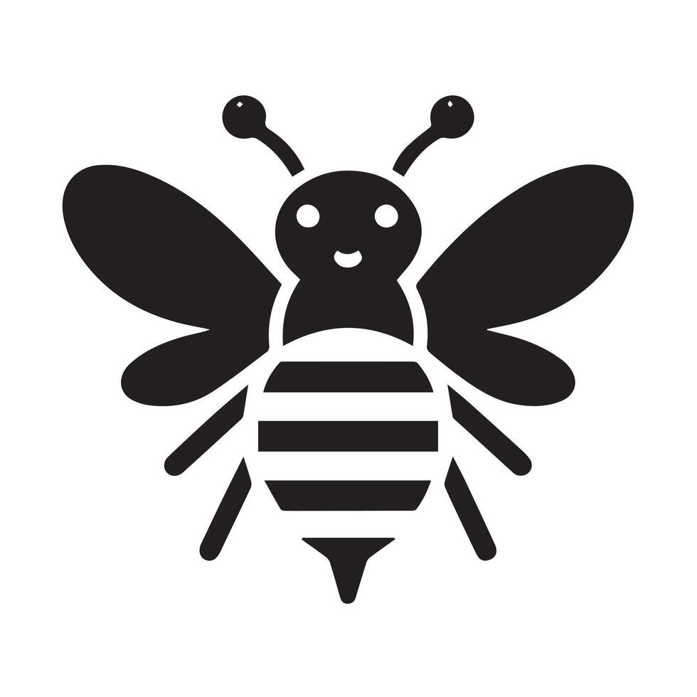 A stylized, black and white graphic of a bee within a circle. vector