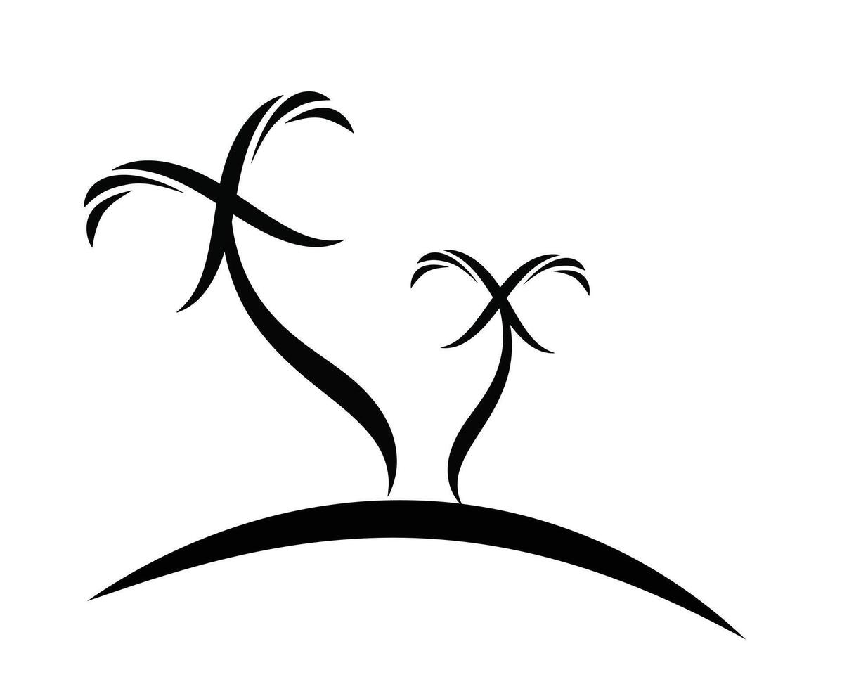 line art work icon of palm tree on an island in black vector