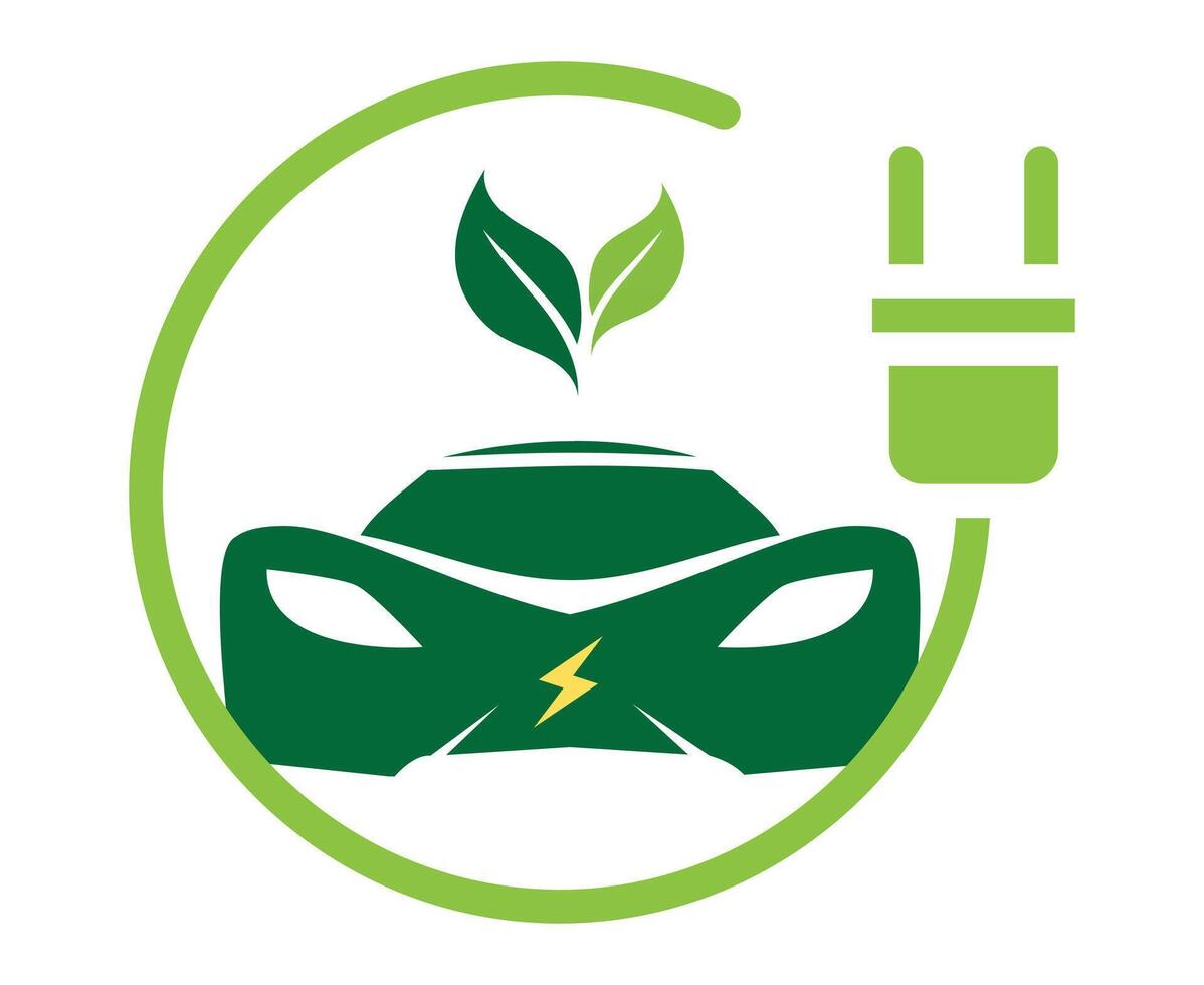 Green Ev supercar - Electric Vehicle with symbols vector