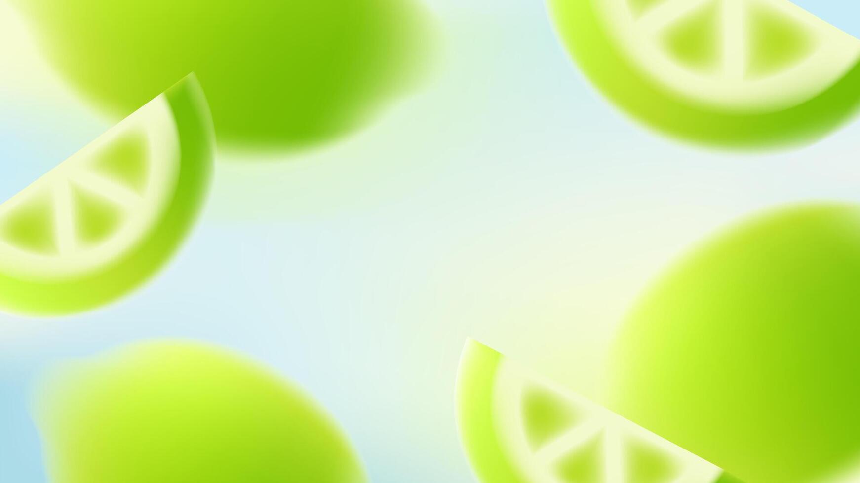 Background with limes. Summer citrus fruits, juicy bg. Soft gradient design for spring and summer posters vector