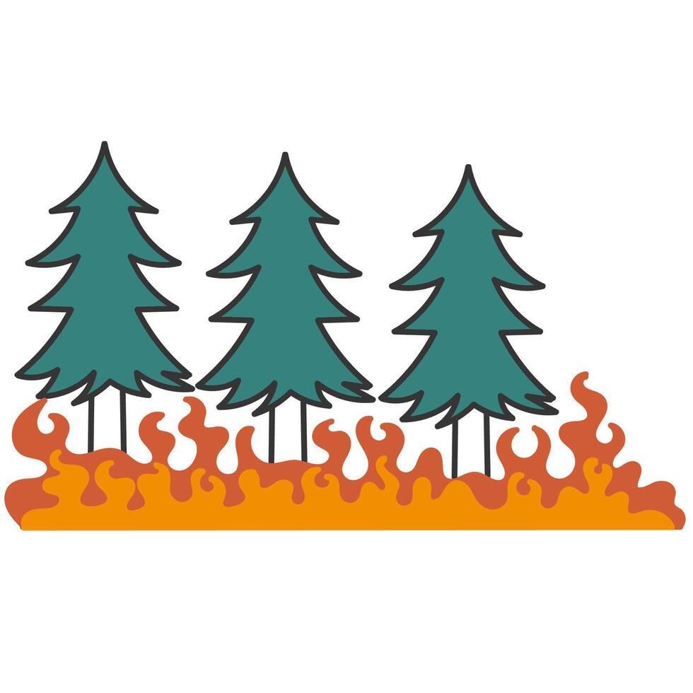 forest fire doodle icon illustration vector