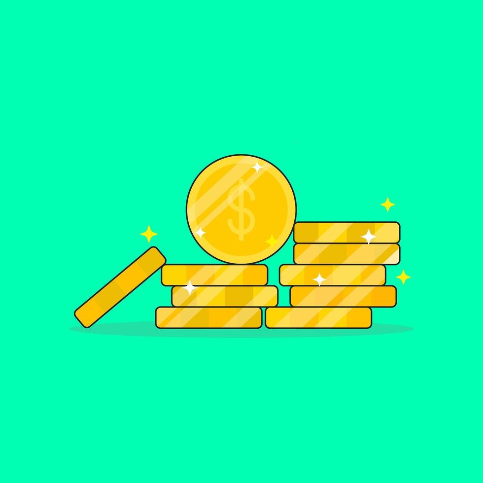 Golden Coin Shine Illustration. Suitable For Investment, Finance, Business and Management Content vector