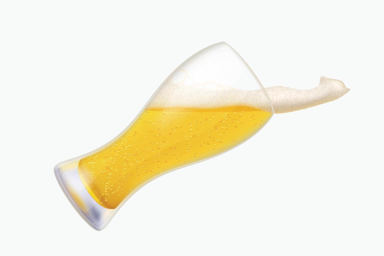 tilt beer glass lager isolated white back vector