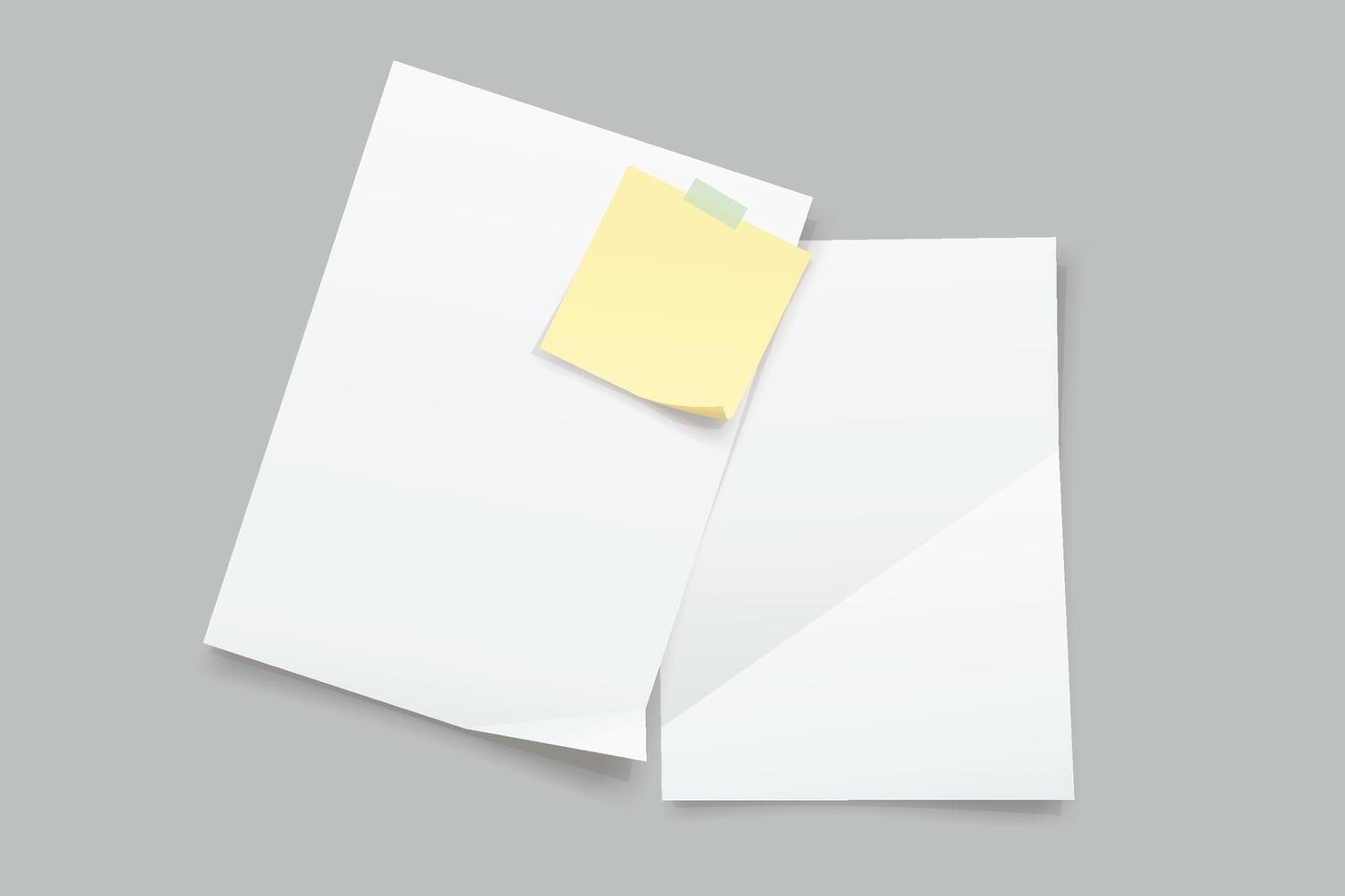 white papers with memo note top view vector