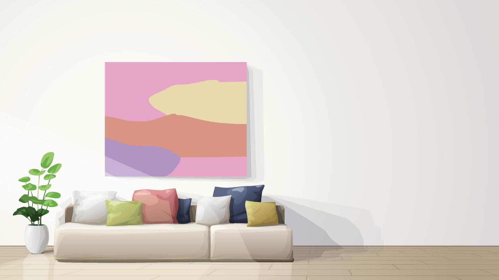 interior minimalistic design of white living room vector