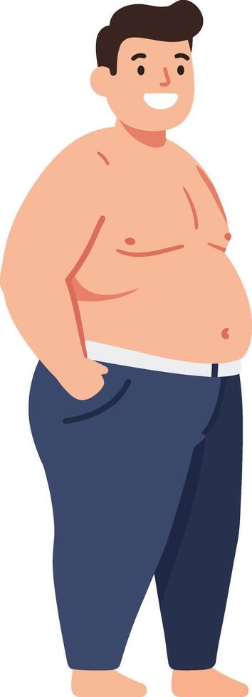 Cheerful young man standing confidently with hands in pockets, wearing casual attire, in a flat and minimal illustration vector